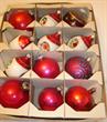 Vintage box of mixed ornaments